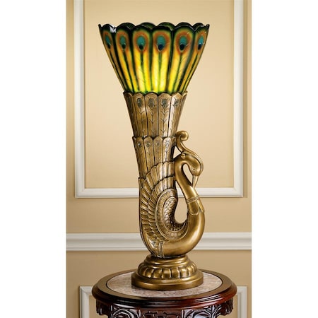 Design Toscano Art Deco Peacock Sculptural Table Lamp KY7487